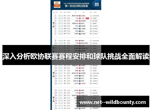 深入分析欧协联赛赛程安排和球队挑战全面解读 深入分析欧协联赛赛程安排和球队挑战全面解读